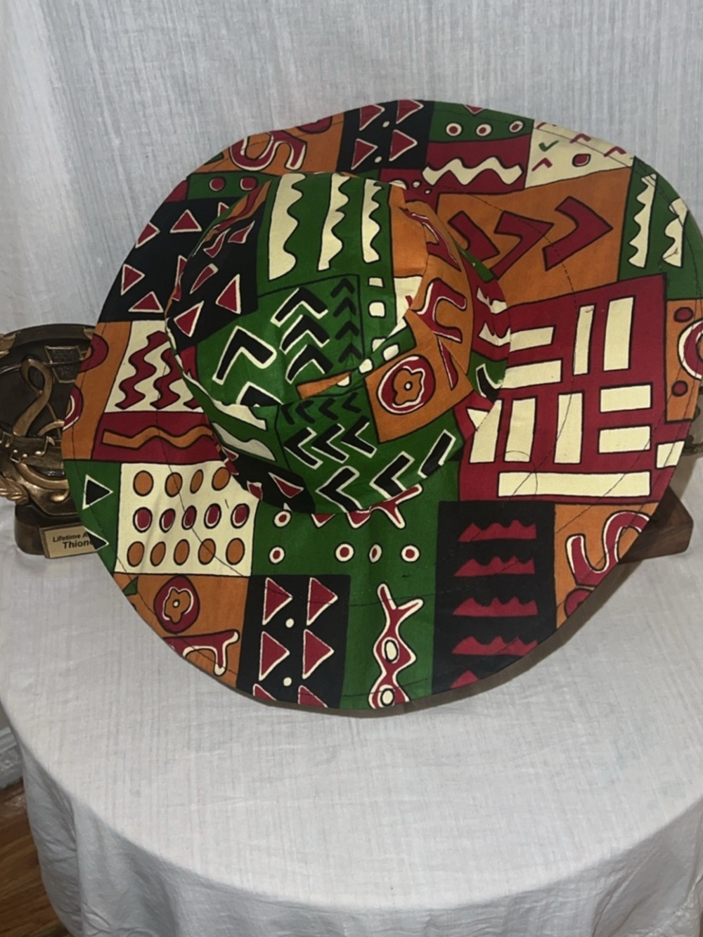 African Print Bucket Hat Wax Style Colorful Sun K-K Vogues Green, Brown & Black - Picture 3 of 8